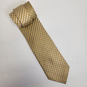 Kenneth Cole Reaction Gold/Silver Diamond 100% Silk Hand Made Necktie 61x3.5